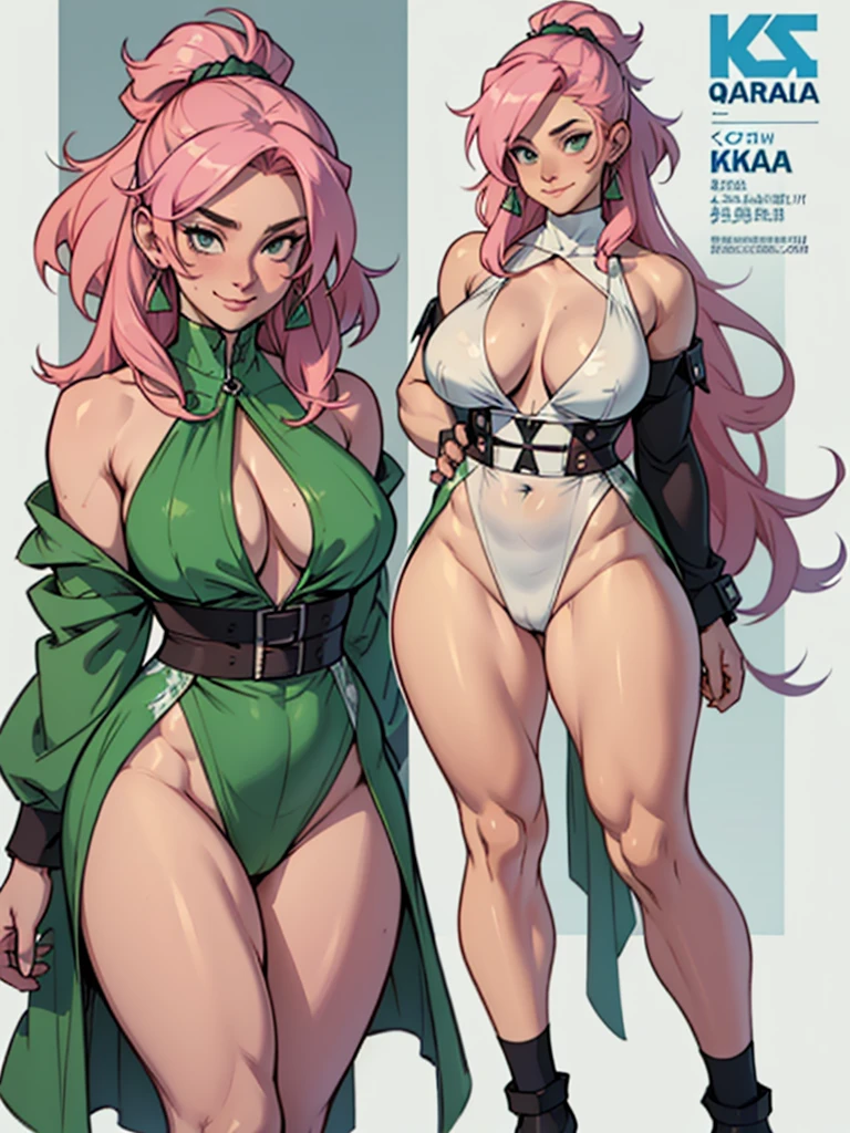 tall woman , high-waist e seios gota, Kale, mulher pelada Kalea, high skinny thighs, Legs long, high-waist, Kale sem roupa enorme enorme ((work of art)),(((best qualityer))),((character design sheet)) ,((Vulgar)) , voluptuous girl, ssmile,((between the breasts)) , , pink hair, pink hair