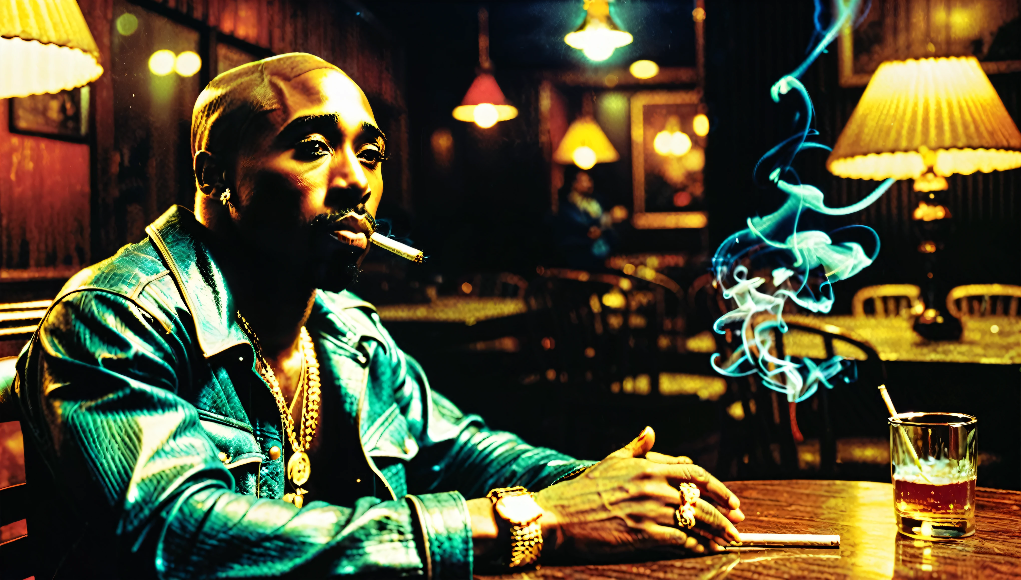 Snoop Dogg wore "HAV" chain in the black type colour, blunt burning smoke rise and wore expensive clothes. 3D 3500p.
