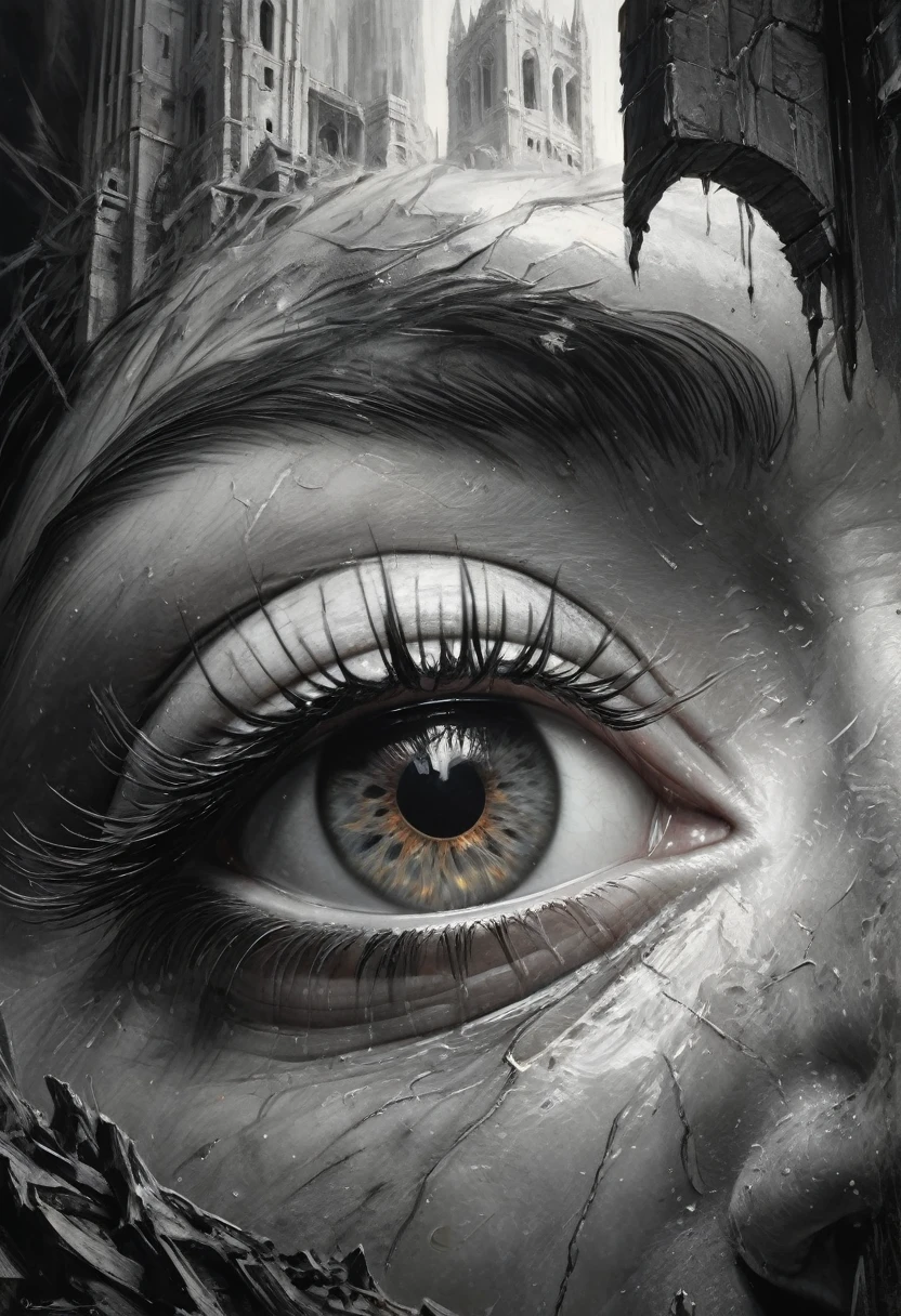 stunning black and white graphite sketch of Giant Lidless Eye Of made of Fire at the top of a tower, up close shot, from The Lord Of The Rings trilogy, in dynamic pose, by Anna Razumovskay, (by Alyssa Monks:1.1), by Joseph Lorusso, by Lilia Alvarado, beautiful lighting, sharp focus, 8k, high res, (pores:0.1), (sweaty:0.8), Masterpiece, Nikon Z9, Award - winning photograph, --ar 16:9 --style raw --stylize 750 --niji 6, perfect composition, beautiful detailed intricate insanely detailed octane render trending on artstation, 8 k artistic photography, photorealistic concept art, soft natural volumetric cinematic perfect, wide angle view 