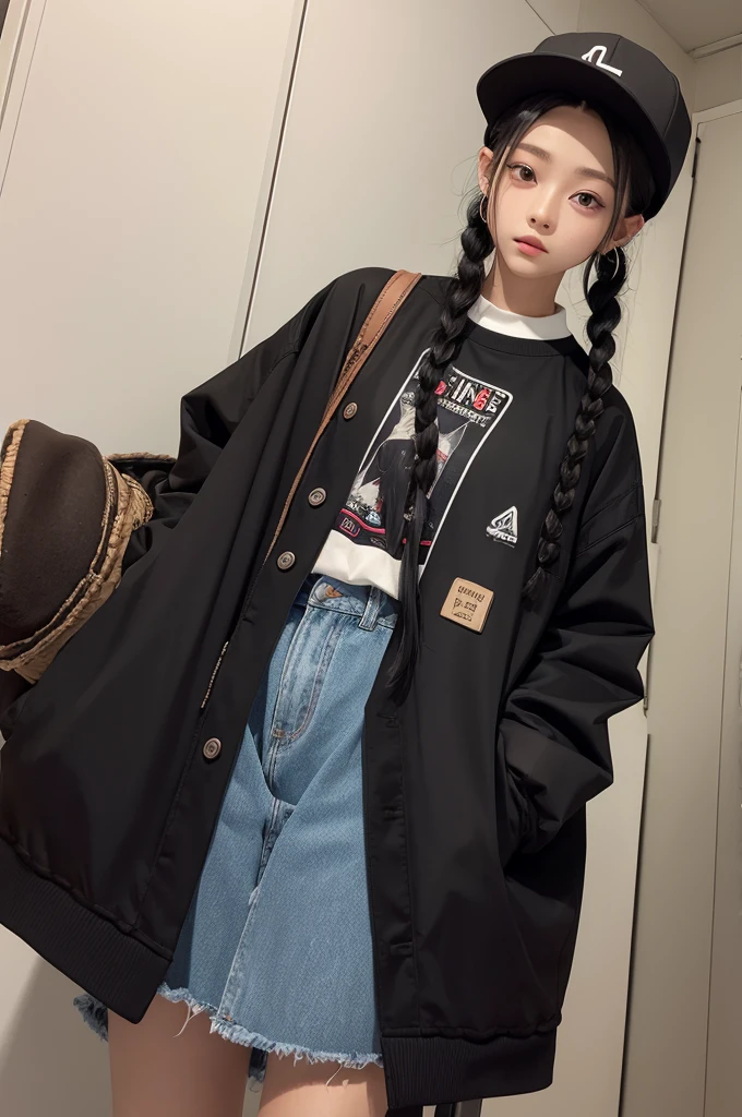 black hair with braids, hat and June clothes