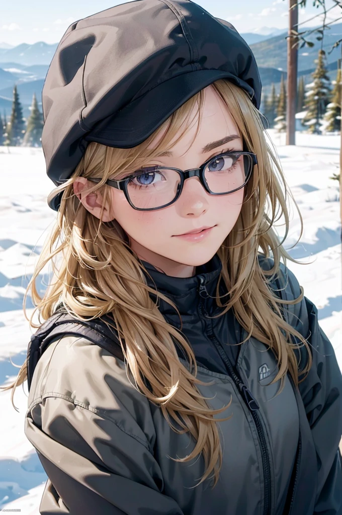 最high quality, high quality, High resolution, high quality texture, high quality shadows, High resolution, Beautiful details, Detailed CG, Detailed Texture, Realistic representation of face, Realistic, colorful, delicate, Cinematic Light, Side light, Lens flare, Ray Tracing, sharp concentrated, (1 Girl,concentrated:1.3), ( Intricate details, compensate, PureErosFaceV1:0.5), (細部まで美しいdelicateな顔, 緻密で美しいdelicateな瞳, Perfect Facial Proportions, Dense skin, Optimal ratio of four fingers to one thumb,  Modest chest, Beautiful Hips, Smooth upper abdomen, blue eyes ,cold weather jacket ,cold weather pants ,knit hat ,cold weather gloves ,trekking backpack ,glasses ,hiking,lapland ,snow field ,long trail ,adventure journey ,night,Northern Lights ,winter,the gaze of true love, lips of temptation, A look full of compassion ,a smile full of love, i love you, Acting lovey-dovey, waist up, 35 years old, hiking,house wife, air fortress hair, blonde hair
