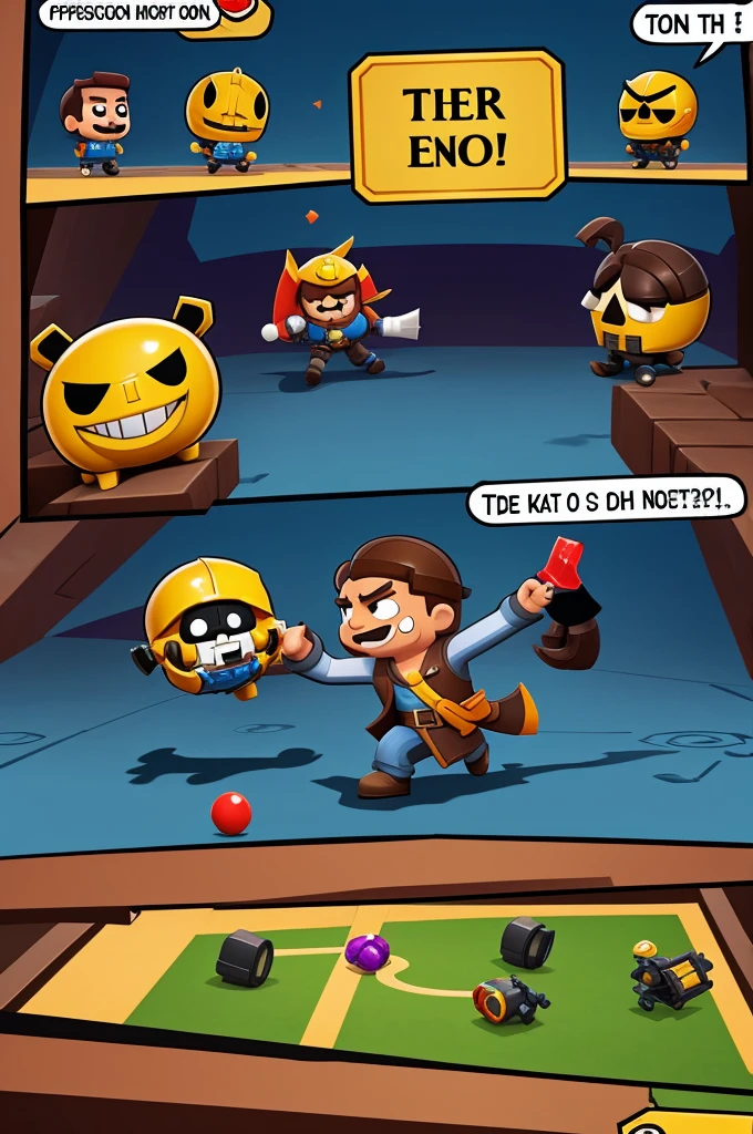 prepositions comic, explained (in Spanish) with Brawl stars characters 