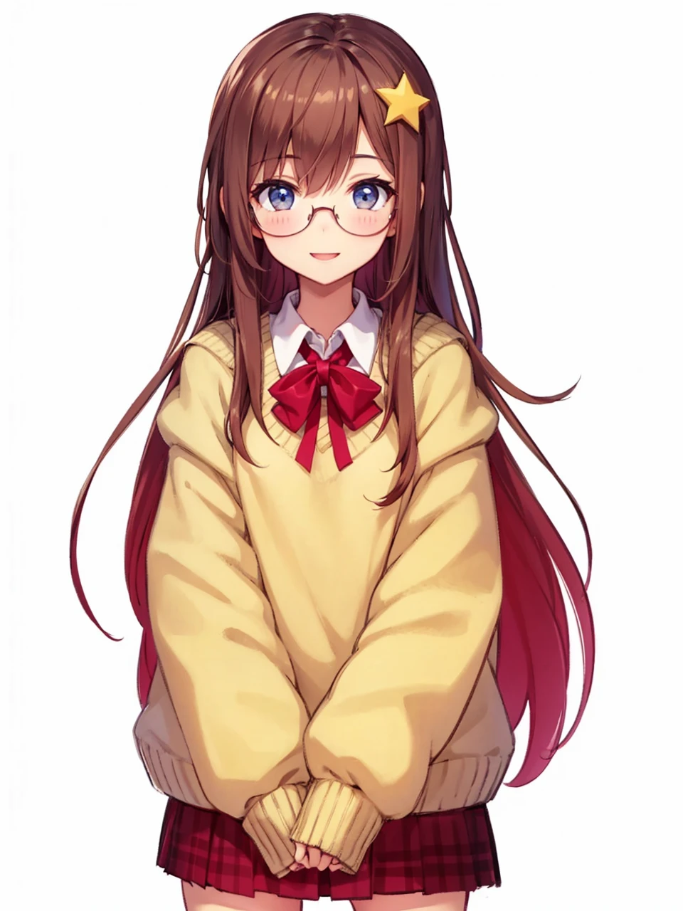 Girl talking with a smile, with mouth open and smiling, happy.