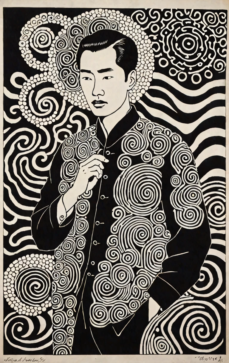 beadwork, Psychedelic style, Vibrant colors, swirling patterns, abstract forms, surreal, trippy,, Film noir style, Monochrome, high contrast, dramatic shadows, 1940s style, mysterious, cinematic,, Minimalist color guide, Gongbi (meticulous Chinese painting),, 1 perfect pretty men