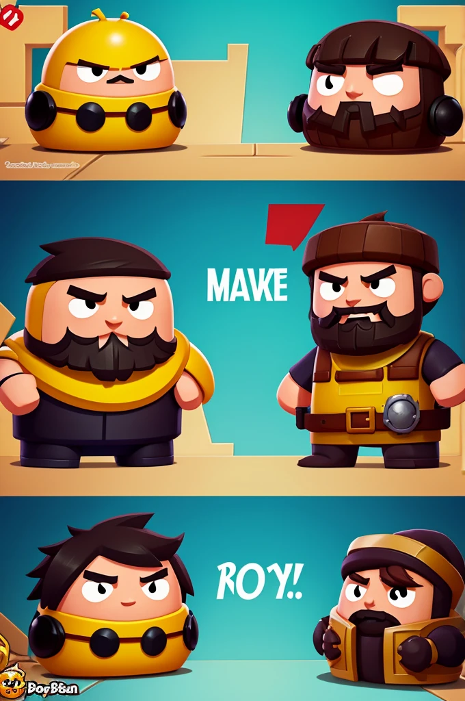 prepositions comic, explained (in Spanish) with Brawl stars characters
