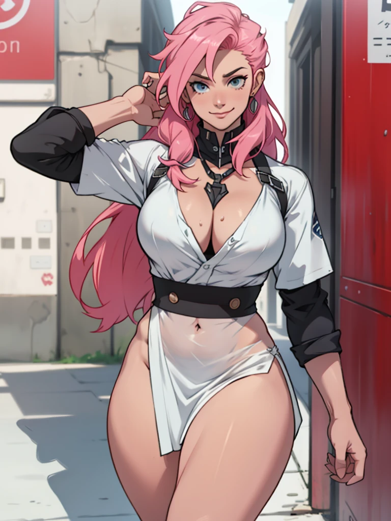 Naked, tall woman , high-waist e seios gota, Kale, mulher pelada Kalea, high skinny thighs, Legs long, high-waist, Kale sem roupa enorme enorme ((work of art)),(((best qualityer))),((character design sheet)) ,((Vulgar)) , voluptuous girl, ssmile,((between the breasts)) , , pink hair, pink hair