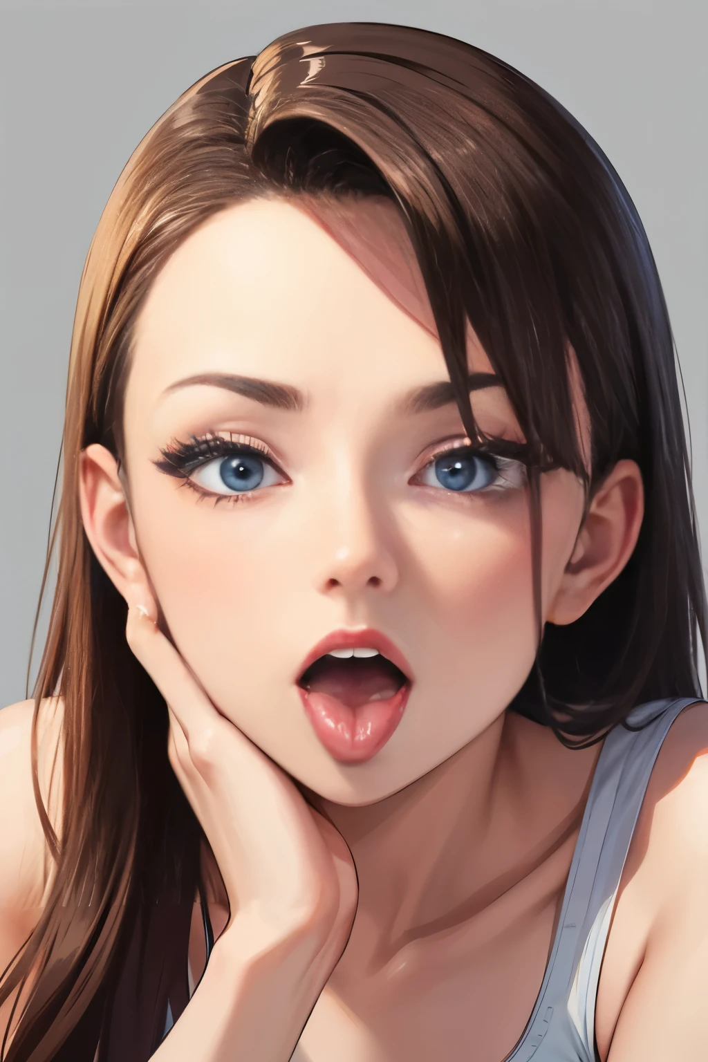 Face is close Stretch your tongue