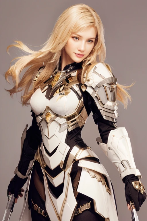 masterpiece,High-definition CG illustration,Beautiful Female Warrior,Detailed eyes and face,Tall figures,Blonde,Full Armor Equipment,Super Long Boots,Wear knee-length boots,Above the knee stockings,Bright armor color,Exquisite decoration,General temperament,Tall figures,Wide ass,Thick legs,A magnificent sight,Facing war