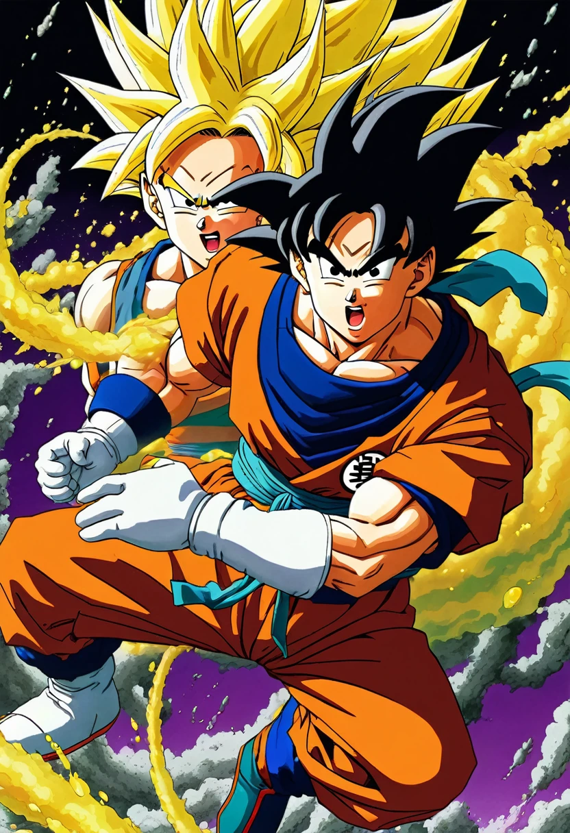 (((Extreme Closeup Imperfect Cel Akira Toriyama Surreal Images Color Splash))),(((Dragon Ball Z)))