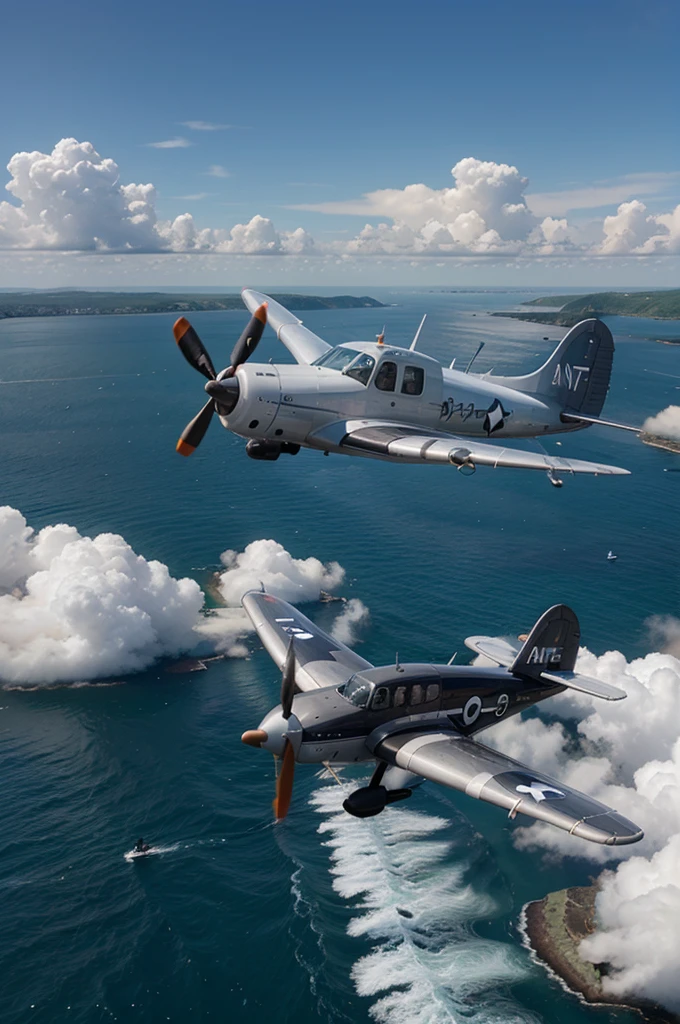 A four-bladed propeller plane without wings