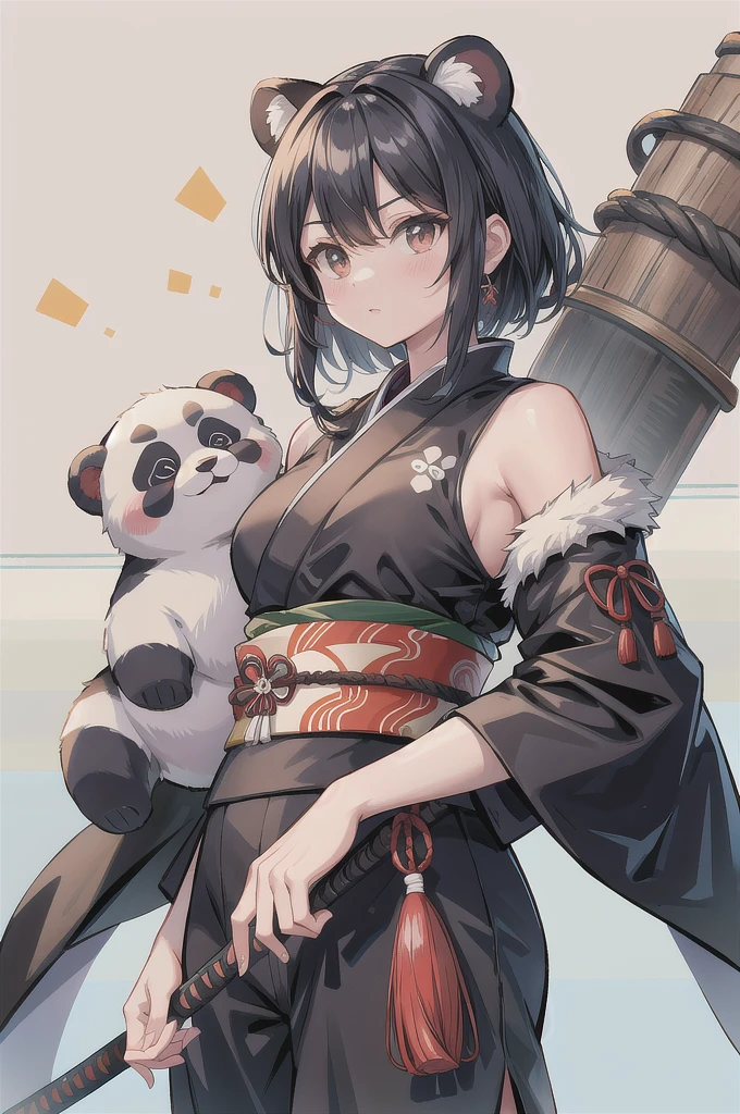 samurai style panda bear
