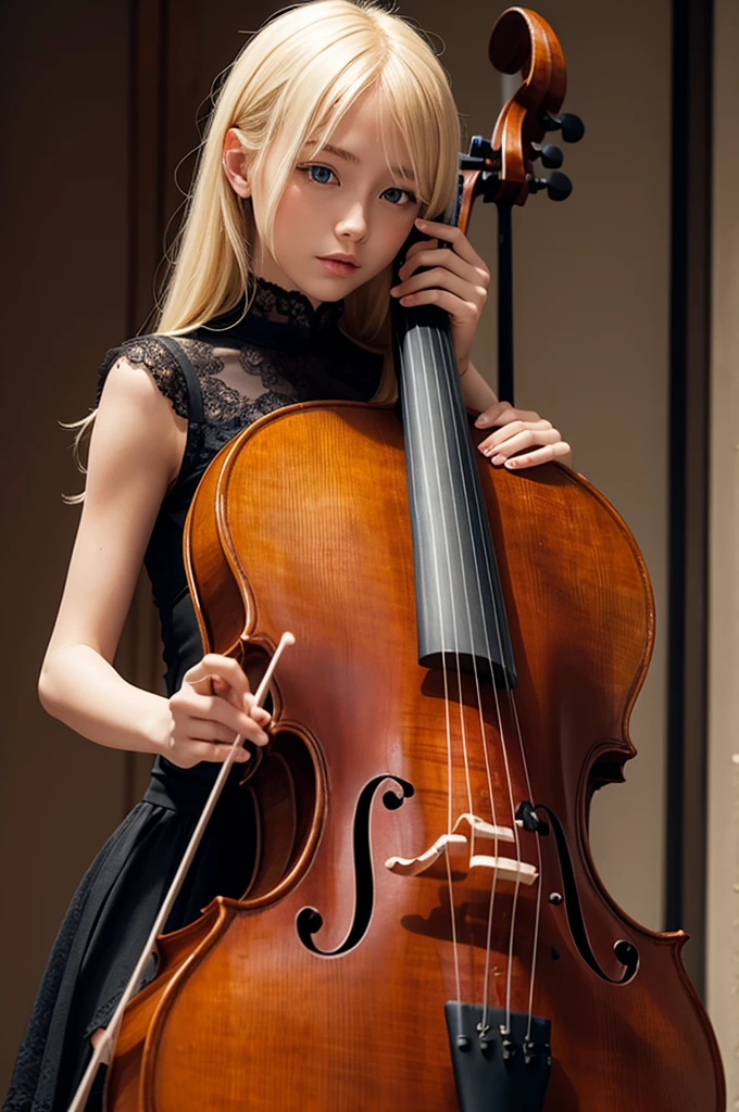 Blonde girl with cello