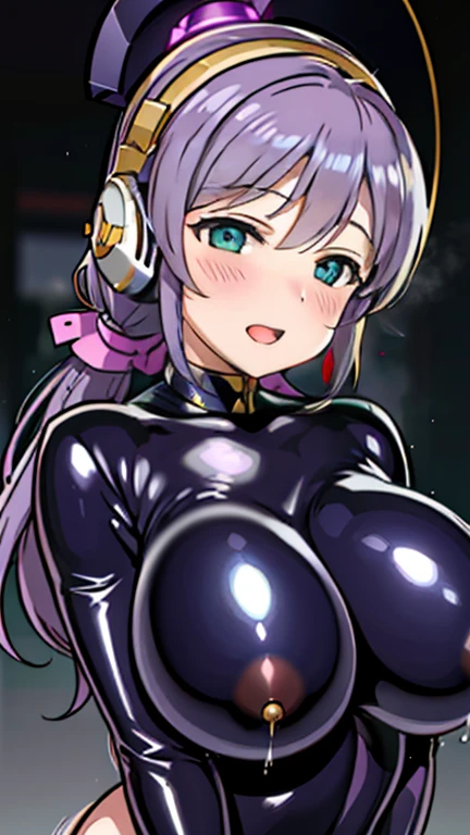 1 girl,NsfW,Helmet, brainwashing, visor)), wire, Nozomi Tojo ,(lovelive),clavicle, Eyes glowing purple,huge breasts,absurdists, brainwashing,empty eyes, ((No expression,erasure of emotions)), (black latex tight bodysuit),look away , Whole body shape,(highest quality、4K、8K、High resolution、must have:1.2)、Super detailed、(reality、It is realistic.、Realistic:1.37)、ticker、hyper HD、studio lighting、ultra definition paint、sharp focus、Physically based rendering、extreme details、Professional specifications、vibrancy and color、blurry、sports portrait、landscape、horror style、anime big breast、sf、photograph、concept artist、five fingers, perfect body, {{{masterpiece}}}, {{{highest quality}}}, {{Super detailed}}, {shape}, {{very delicate and beautiful}},Improved cost performance、all roles、Canon 5D MK4でphotograph、photograph, There are a lot of horny people around、(Breast milk squirting)、(Nipple Pochi)、((smile))、(((ペニスバイブ)))