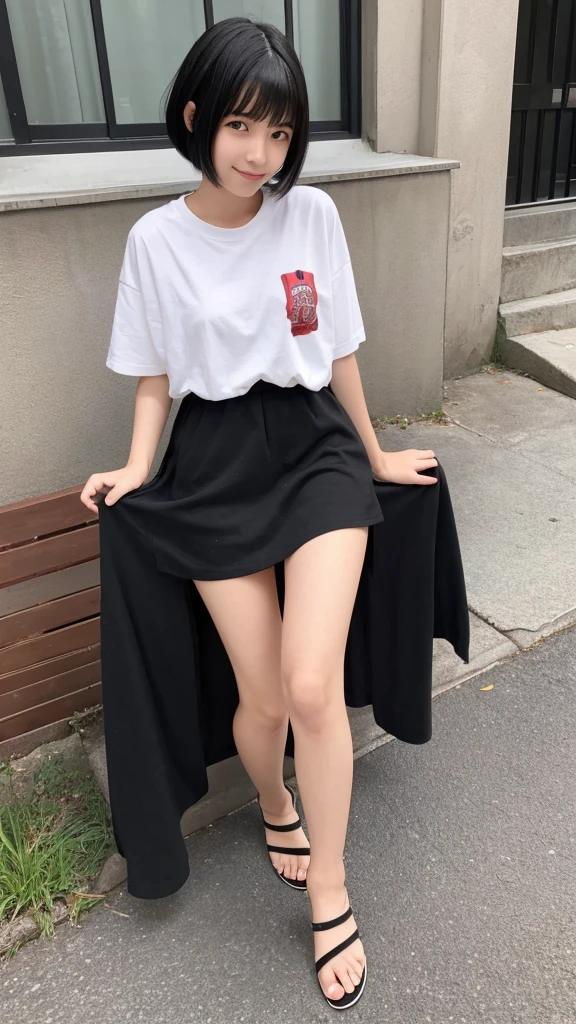 18-year-old、Japanese、woman、Pictures up to the feet、Black Hair、short hair