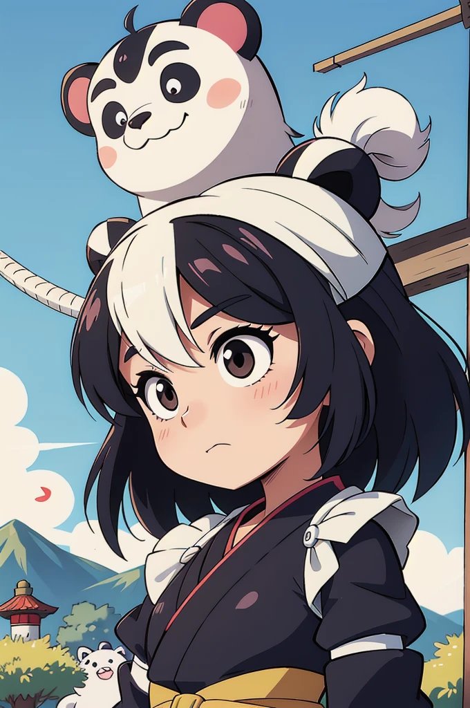 create a manga anime style panda bear he is a samurai