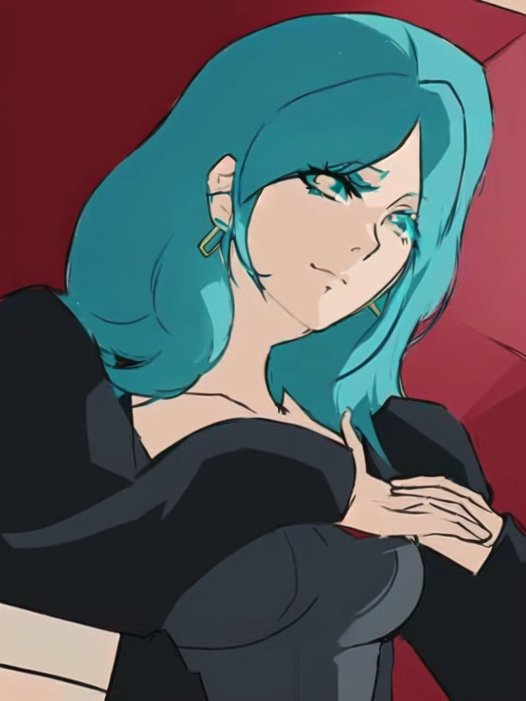 a close up of a cartoon of a woman with blue hair, anime girl with teal hair, cell shaded adult animation, cel - shaded art style, sona is a slender, in the art style of 8 0 s anime, flat anime style shading, cel shaded anime, in an anime style, colored sketch anime manga panel, 2 d anime style, in anime style