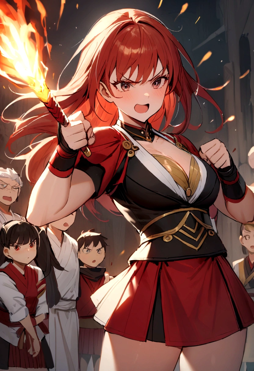 Short skirt,woman,stage,battle,karate,bystander