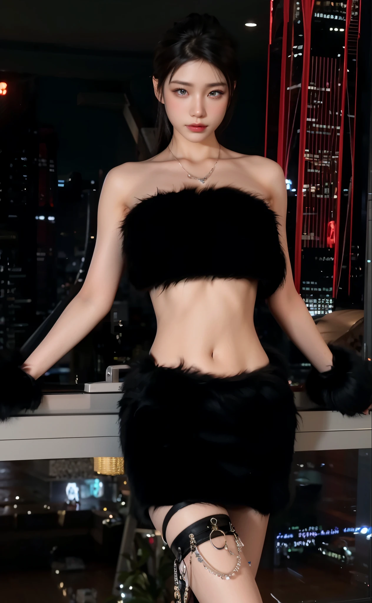 Game Art，Best image quality，Maximum resolution，8K，(A half-length photo)，(portrait)，(Head close-up)，(Rule of Thirds)，Unreal Engine 5 rendering works，20 year old girl，((Queen))，The eyes are very detailed，(Large Breasts)，Elegant and noble，Light，Light线追踪，Game CG，((3D Unreal Engine))，OC rendering reflection mode，4K，Ultra-clear，Sensual，Translucent lace，Fair and plump figure，Pretty Face，Light泽凝胶涂层，身着华贵礼服的Queen，Crystal Gem Crown，Necklace jewelry，blue eyes，The tattoo is very three-dimensional，Gorgeous and intricate tattoo designs，Ultra-clear portrait，Sexy body，Temple Princess，Sapphire eyes，breasts   symmetrical，Black fur clothing