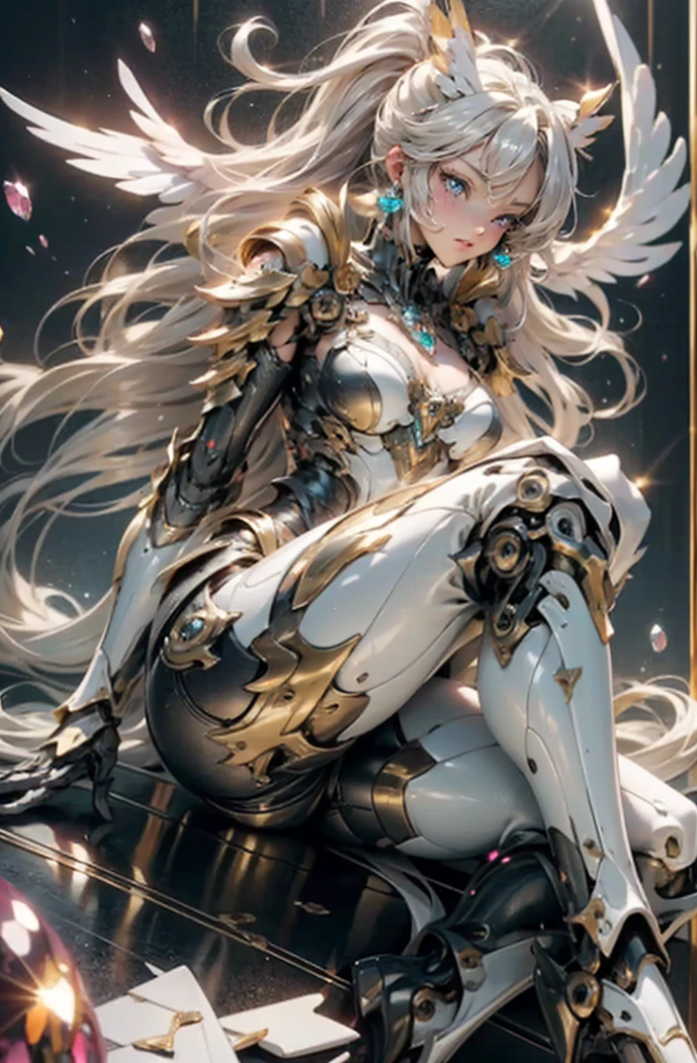 Golden Saint Seiya, (mecha) (mechanical) (armors), Professional RAW color photo, (back angle), (Lie down and lift your legs to bare your butt: 1.5), ( upon body, Shot in the chest, facial , on hair): 1.2) (Leg Open: 1.3), perfect, (wide angles), (Rule of three), perfect legs, (during) (colored gems) knee bending, perfect feet, Panties close-up, sweat, Water dripping, best qualityer, work of art, Super resolution, (reality: 1.4), 1 girl, bared shoulders, crazy details, (Hip bends: 1.5), lower part of the chest, side chest, unrealistic engine style, boca effect, David La Chapelle style lens, bioluminescent palette: lilac, pale blonde, Pale pink, shiny white, wide angles, very well, film still life, Vibrant, Sakimichan style, perfect eyes, maximum image quality 16k, inspired by Harry Winston, a masterpiece photographed by the Canon EOS R 6" Chaos 50,--, Moles under the eyes, ray tracing, Surrealism, texturized skin