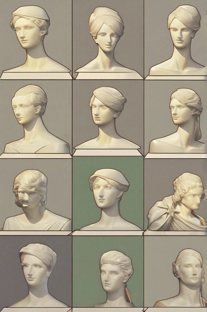 ((Лучшее качество)), ((шедевр)), (подробный), Draw a statue of David in different poses