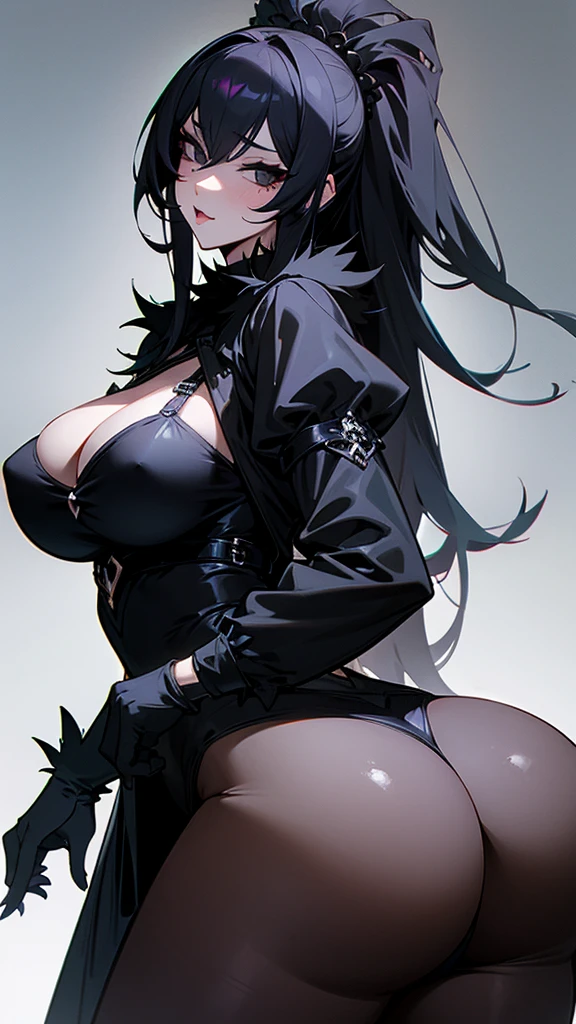 gothic girl,black clothes and Phonk style , black eyes,black fur,big breasts,sexy hip,big ass, mueslos