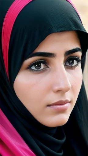 Syrian woman focus on the face, color photo