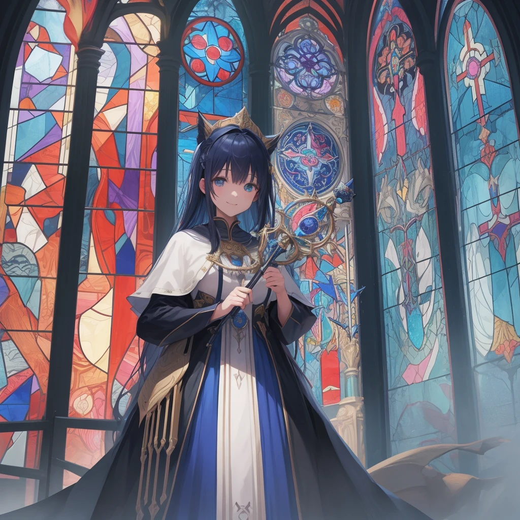 tarot
justice
axis、young woman、smile、Blue Hogow、Cathedral in the background((Stained glass))、Valentine&#39;s Chocolate、Surrounded by believers、Light tones、Gothic style、Decorative edging design。
,Add_Details:1, Add_Details:0, Add_Details:0.5
