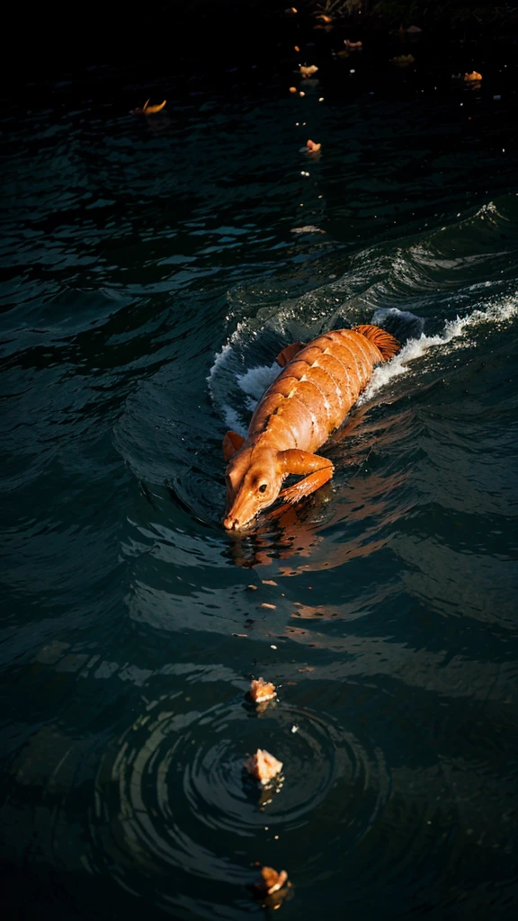 a shrimp in the sea