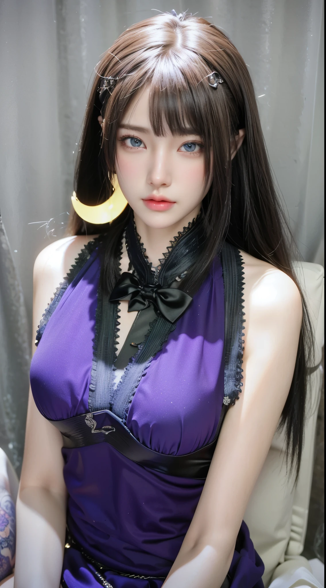 Game Art,Best image quality,Maximum resolution,8K,(A half-length photo),(portrait),(Head close-up),(Rule of Thirds),Unreal Engine 5 rendering works,20 year old girl,((Queen)),The eyes are very detailed,(Large Breasts),Elegant and noble,Light,Light线追踪,Game CG,((3D Unreal Engine)),OC rendering reflection mode,4K,Ultra-clear,Sensual,Translucent lace,Fair and plump figure,Pretty Face,Light泽凝胶涂层,身着华贵礼服的Queen,Crystal Gem Crown,Necklace jewelry,blue eyes,The tattoo is very three-dimensional,Gorgeous and intricate tattoo designs,Ultra-clear portrait,Sexy body,Temple Princess,Sapphire eyes,Moon Goddess