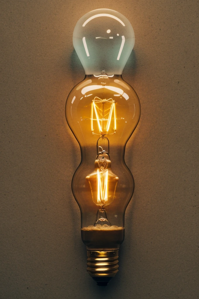 A light bulb in the middle and around it figures and colors