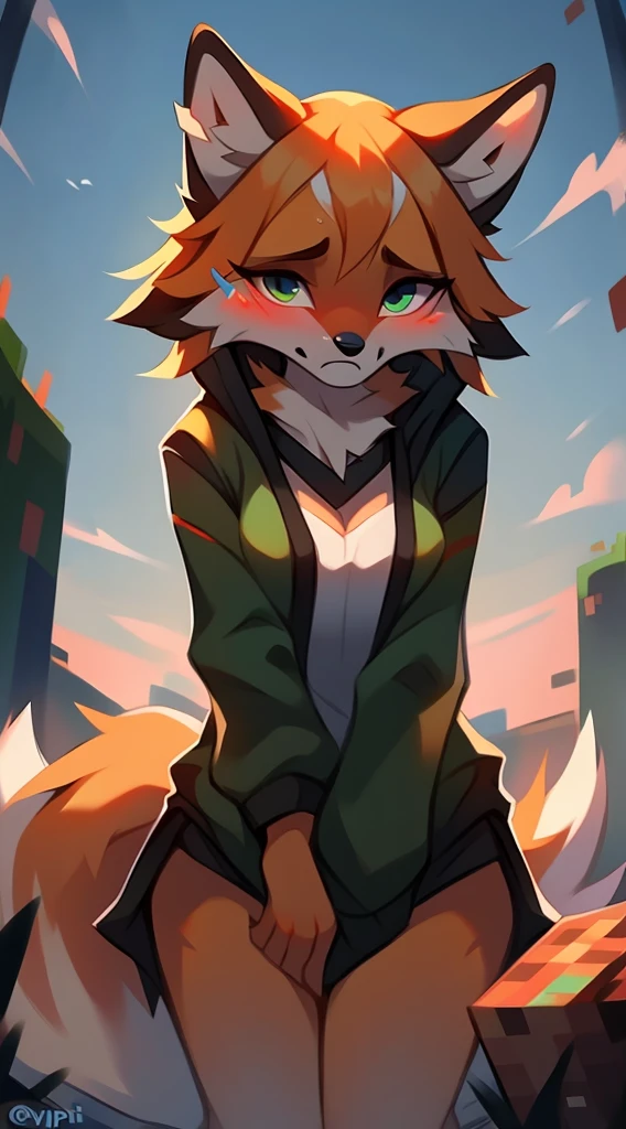 wild fox, minecraft wolf character, two characters, showing anus and vagina, sex, cunnilingus, face sitting, load, hyilpi art