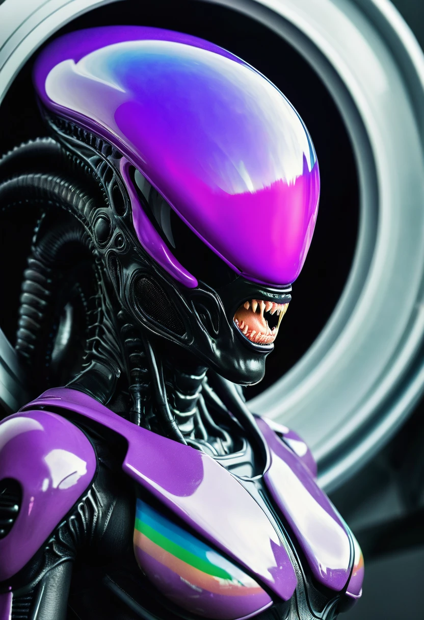 (((Extreme close-up Xenomorph Majin Buu hybrid surreal and cinematic images Color Splash images)),(((Front Images)))