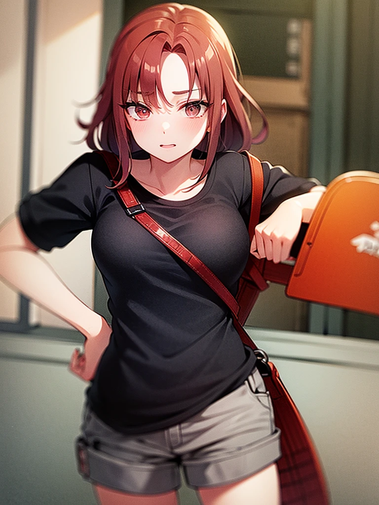 a girl with red hair and a girl with brown hair riding a skateboard