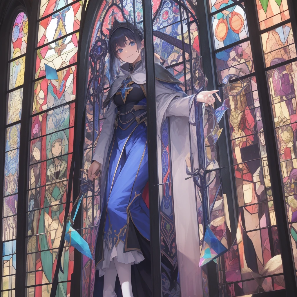 tarot
justice
axis、young woman、smile、Blue Hogow、Cathedral in the background((Stained glass))、Valentine&#39;s Chocolate、Surrounded by believers、Light tones、Gothic style、Decorative edging design。
,Add_Details:1, Add_Details:0, Add_Details:0.5