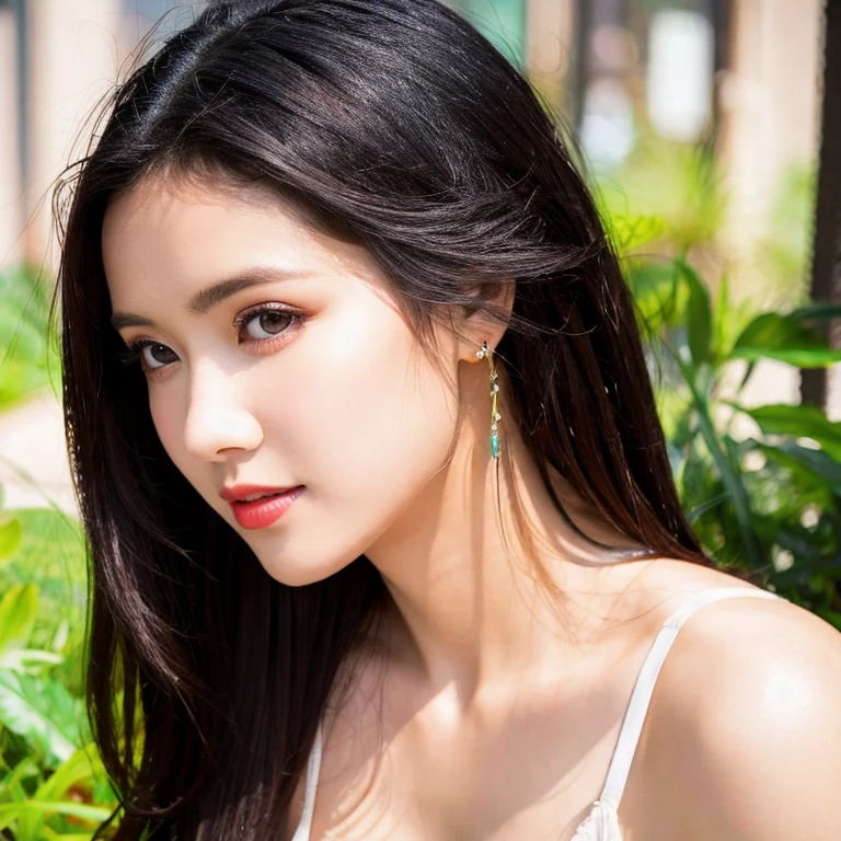 ((masterpiece)), (((best quality))), ((ultra-detailed)), (Amazing:1.1) (best quality,masterpiece:1.2),detailed, 1 girls, perfect body, busty breast, beauty long black hair, perfect saturation, perfect eyes, perfect face, perfect lighting, vibrant colors, elegant pose, innocent expression, delicate features, stunning beauty, realistic skin texture, glossy lips