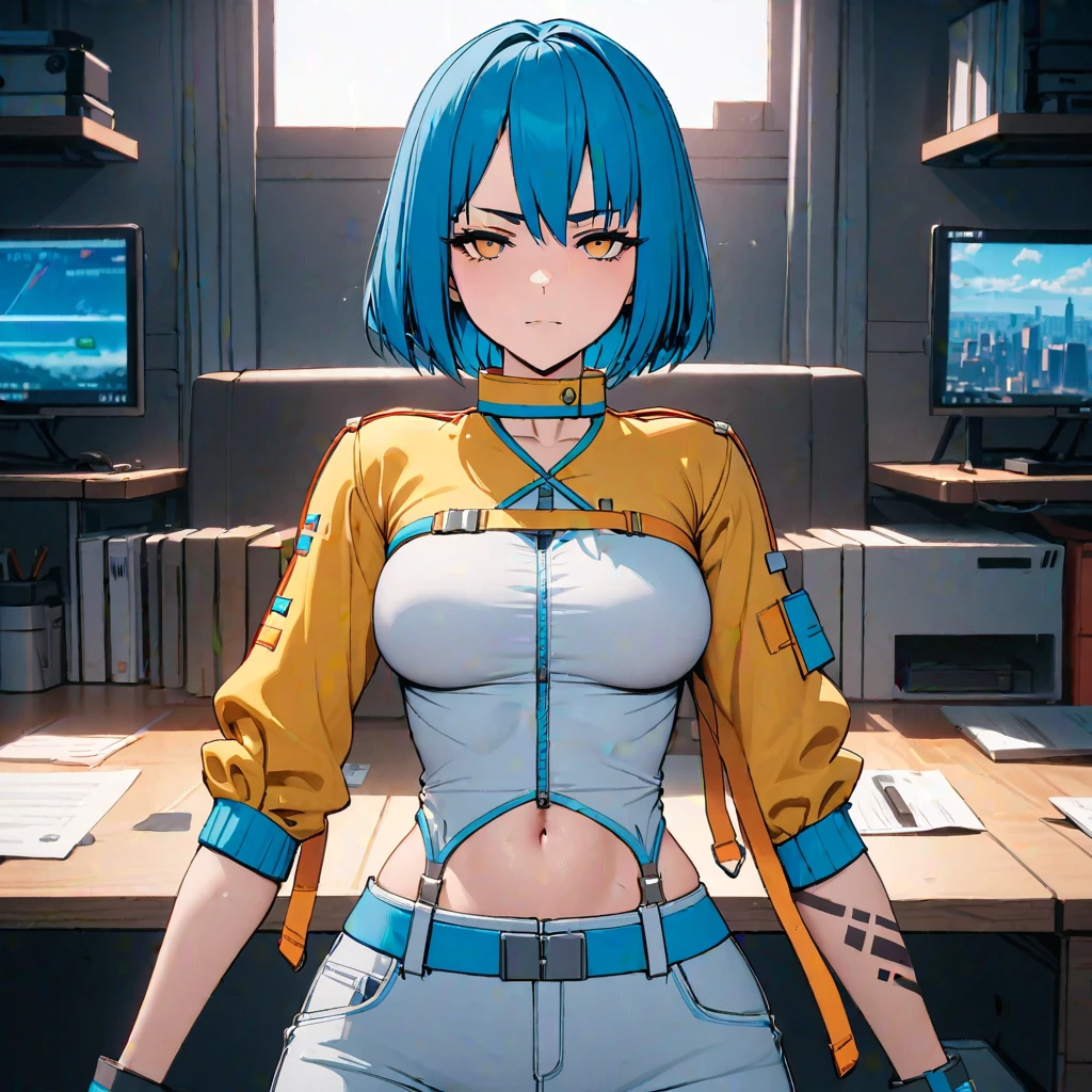 (masterpiece, best quality:1.2), 1girl, solo, Kaslin, blue hair