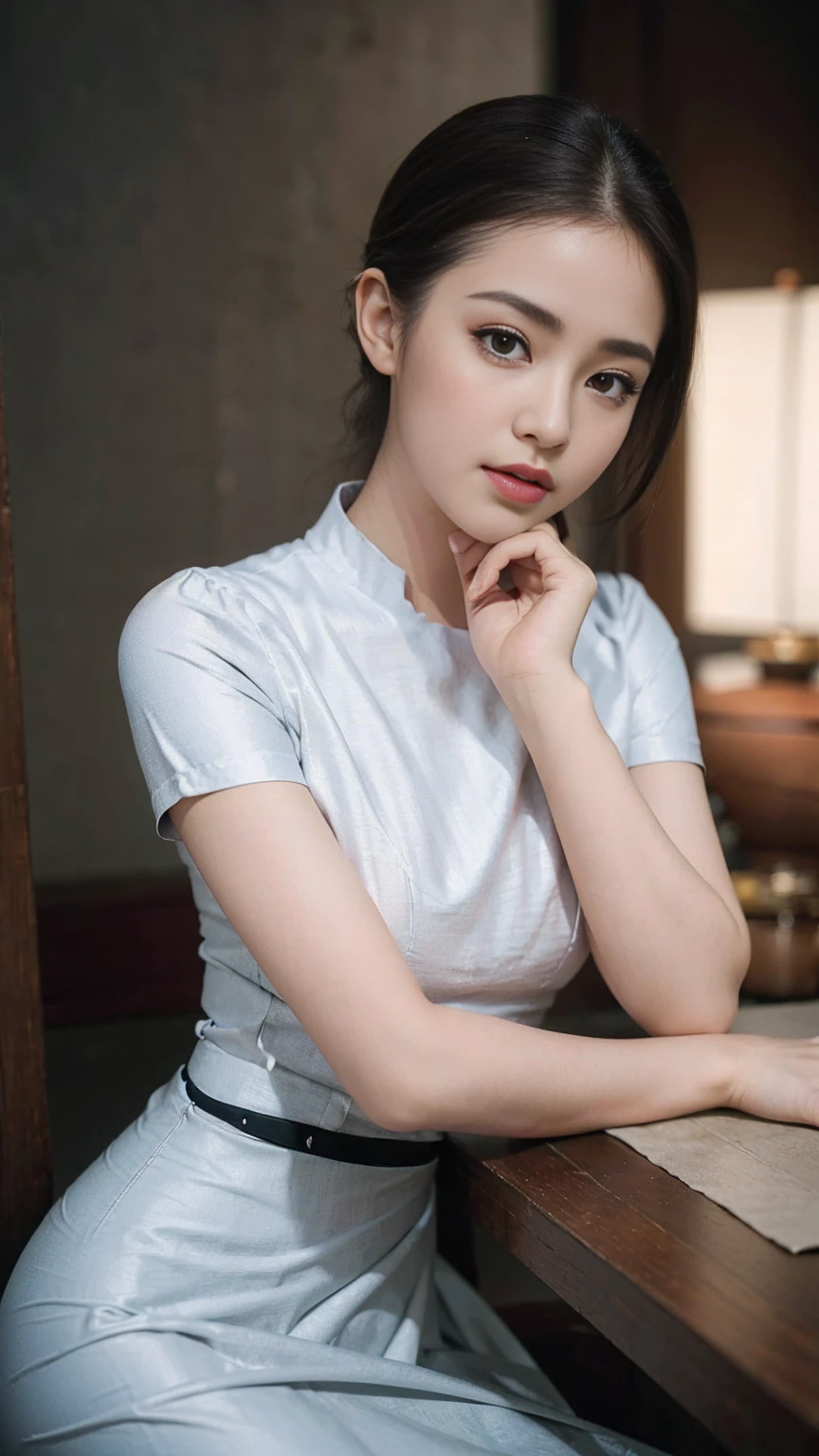 beautiful young woman, elegant clothes, ((wearing acmm outfit1.3)), wearing white acmm top, short sleeves white acmm top, buttons, wearing acmm long skirt, white and green printed acmm long skirt, , ((slim, petite)), photo modell, photorealistic, photo, cinematic lighting, masterpiece, realistic, realism, photorealism, high contrast, photorealistic digital art trending on Artstation 8k HD high definition detailed realistic, detailed, skin texture, hyper detailed, realistic skin texture, armature, best quality, ultra high res, (photorealistic:1.4),, high resolution, detailed, raw photo, sharp re, by lee jeffries nikon d850 film stock photograph 4 kodak portra 400 camera f1.6 lens rich colors hyper realistic lifelike texture dramatic lighting unrealengine trending on artstation cinestill 800,
INFO, evening dress:1.6