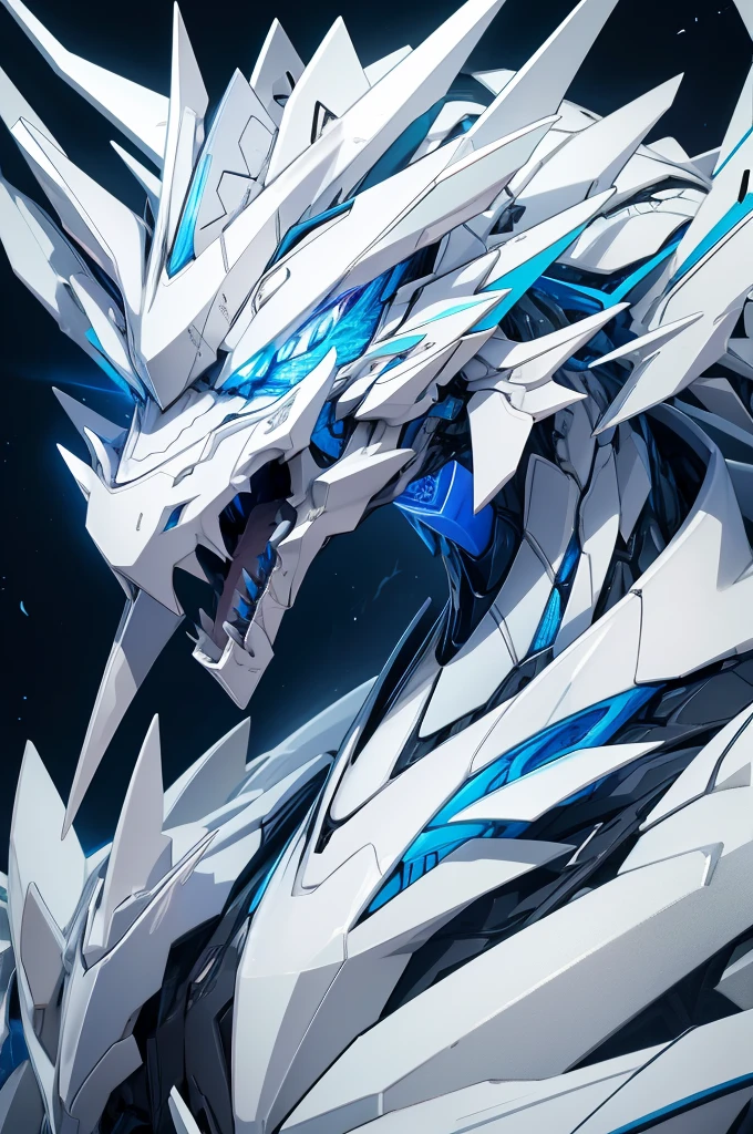 Adult Dragon, White Color, Blue Eyes, Full Detailed
