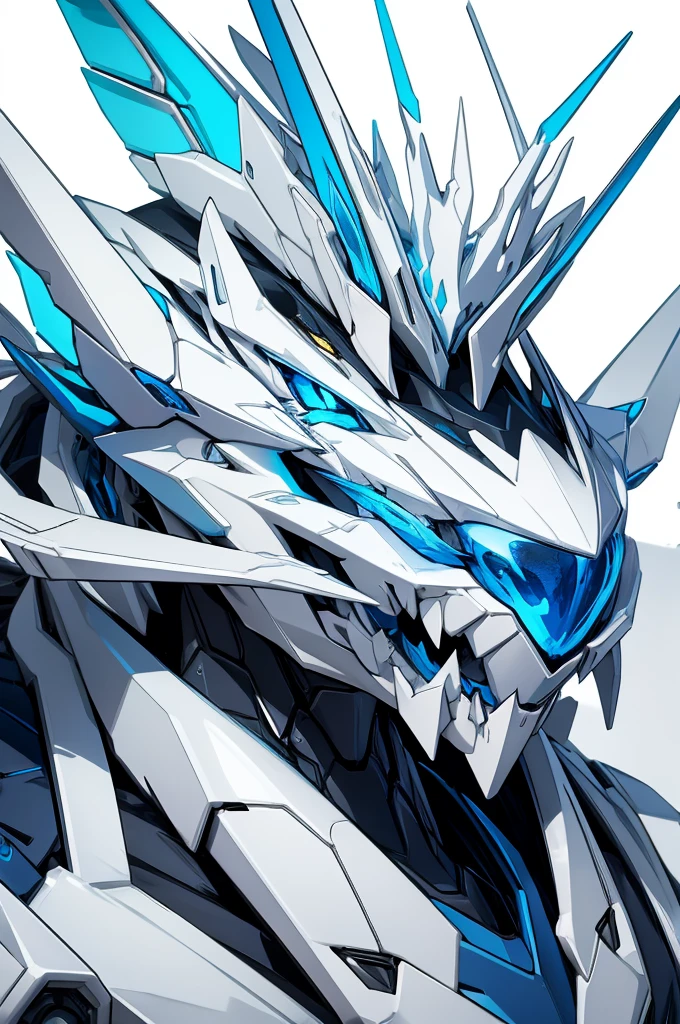Adult Dragon, White Color, Blue Eyes, Full Detailed