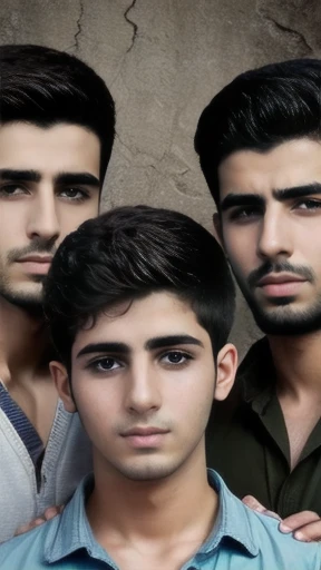 Group of Young syrian men focus on the face, color photo