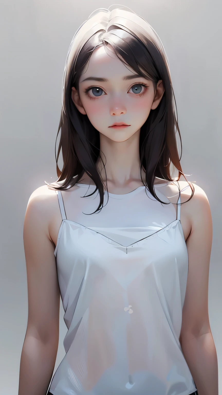 Low Leg、Low rise、Fearful expression、(((Realistic images)))、Translucent white skin、White camisole、((The girl&#39;s upper body is visible))、the skin is transparent、Make the expression more realistic、thin, soft and smooth hair、Highlight wrinkles in clothing、Highest quality、High resolution、Extremely detailed 8K、 (Ultra HD、Very detailed、Very detailed、Very realistic、Ultra-realistic、Realistic)、One Girl、One thumb、View 4 books、The underwear you are wearing is very soft and pleasant to the touch...、Stagnation、Beautiful girl with slim body、Waist-length platinum blonde hair、Grey Eyes、My Room、Chic monochrome room、Foliage plant