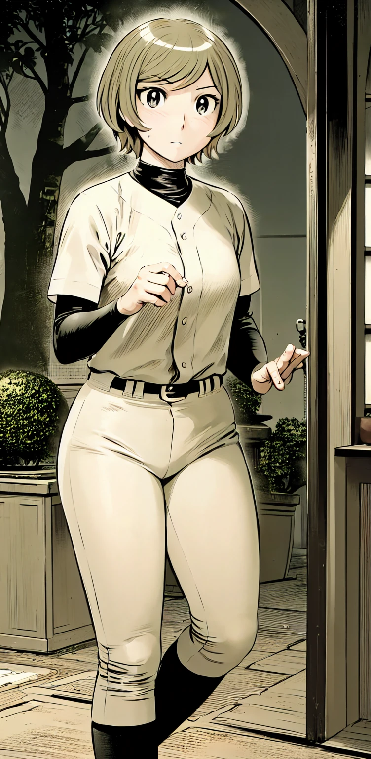 、(masterpiece、Highest quality)、Highest quality, Ultra-high resolution, (((masterpiece))), alone, Sweat、Big eyes,Show Viewer,
blonde,(short hair:1.2),
(Baseball uniforms:1.2), (Highest quality:1.3),One Girl,