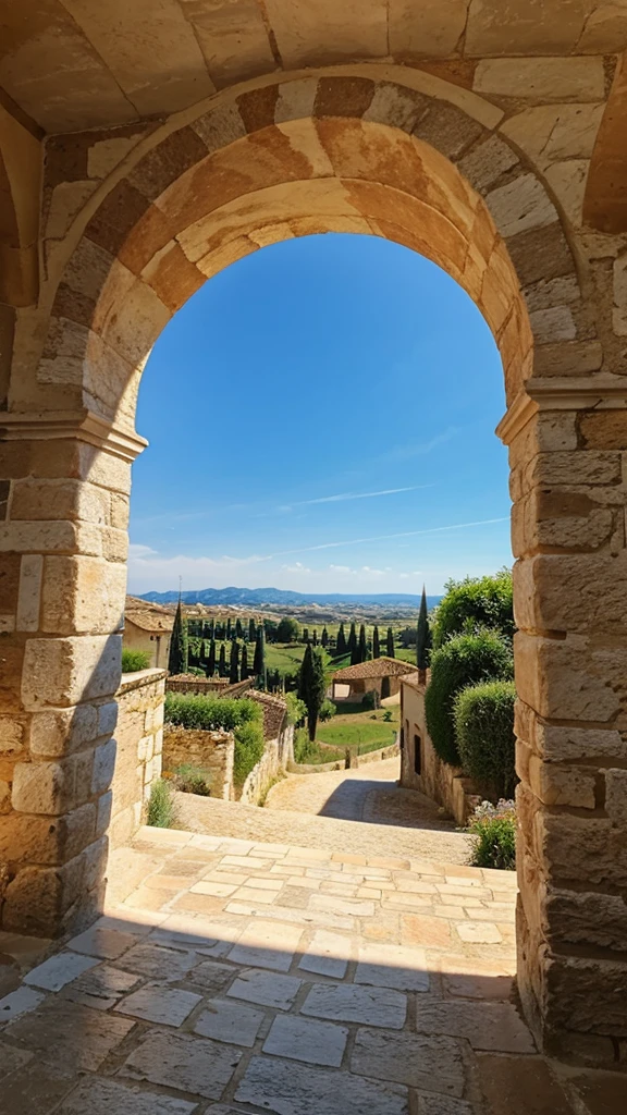 Beautiful landscape with blue sky in Southern France 