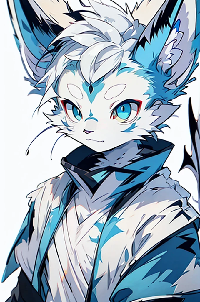Adult Dragon, White Color, Blue Eyes, Full Detailed