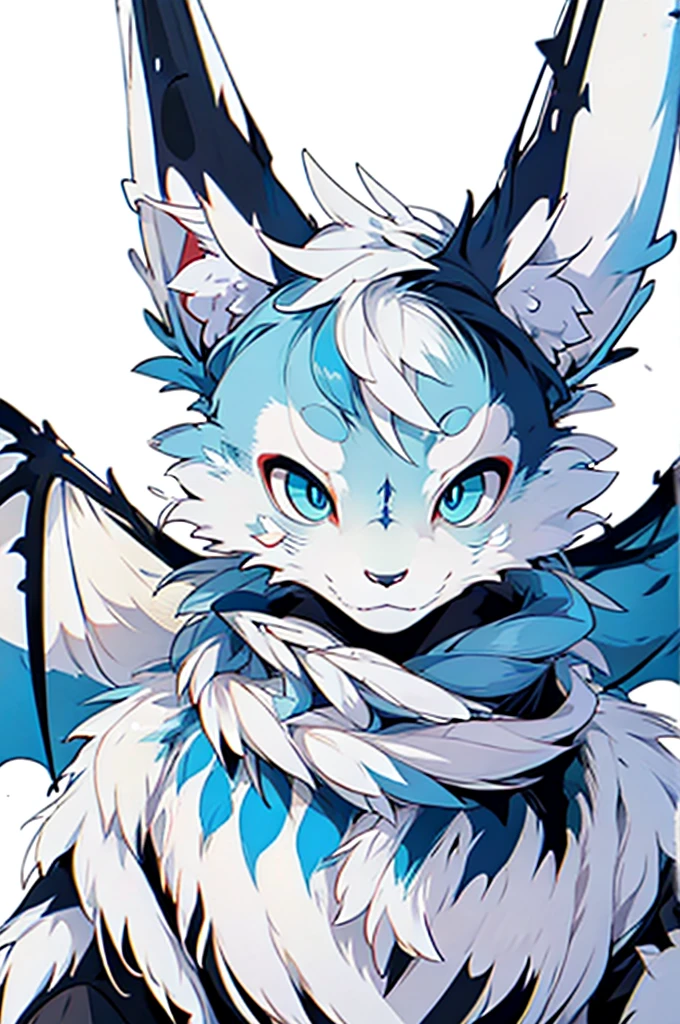 Adult Dragon, White Color, Blue Eyes, Full Detailed