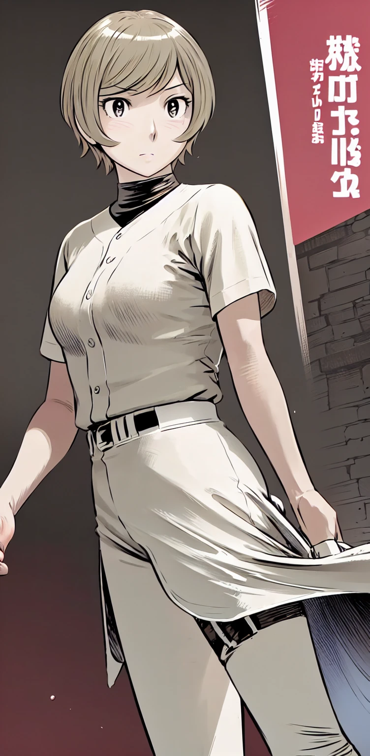 、(masterpiece、Highest quality)、Highest quality, Ultra-high resolution, (((masterpiece))), alone, Sweat、Big eyes,Show Viewer,
blonde,(short hair:1.2),
(Baseball uniforms:1.2), (Highest quality:1.3),One Girl,