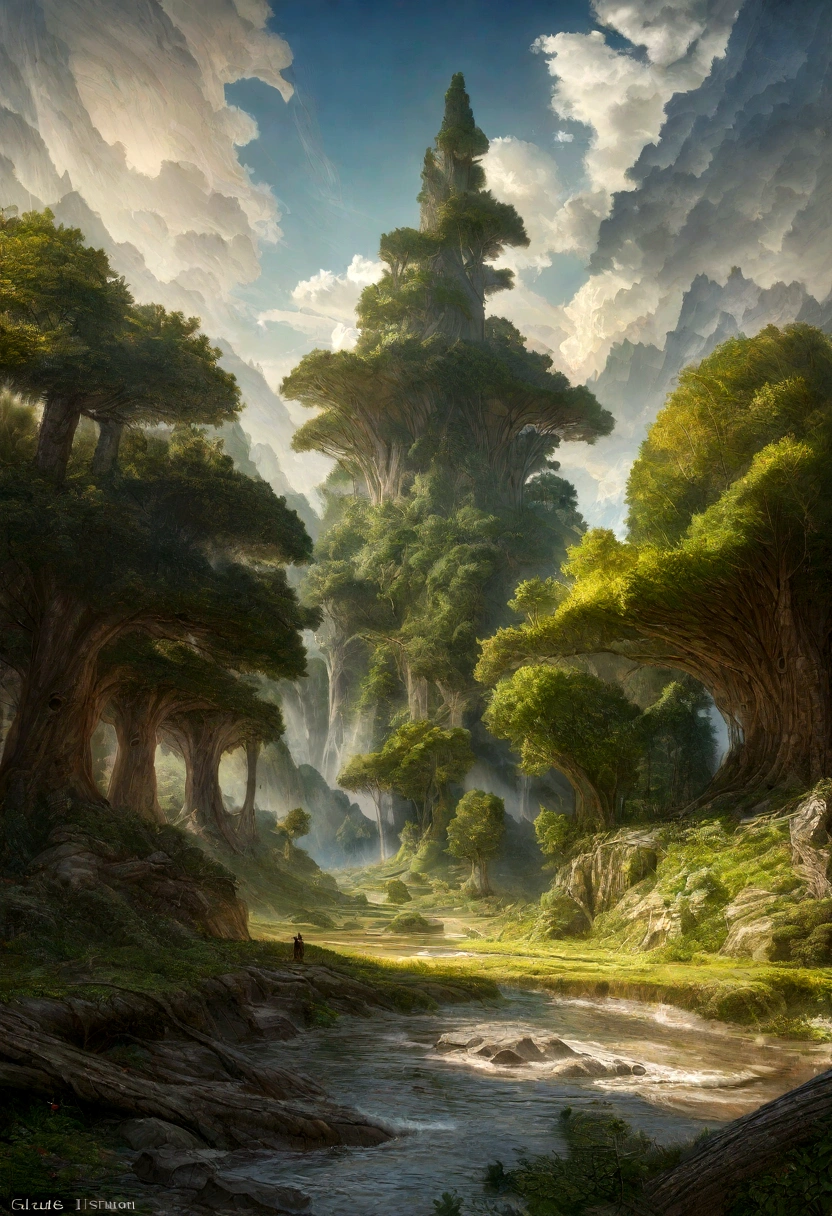 16k, massive details, ((complex details))) immense sky,field of many trees intertwined in the trunks,amazing sky,Level 15,rocky surface, (photorealistic), art (((Claude Lorrain))), J.R. Tolkien Type [sharp focus], (HDR), (8k), (gigapixel), (masterpiece)