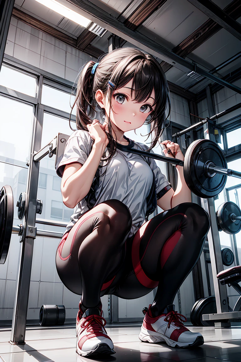 Hatsune Miku,blindfold,(Eat ramen),Training Gym,(((Weightlifting,Weightlifting)))