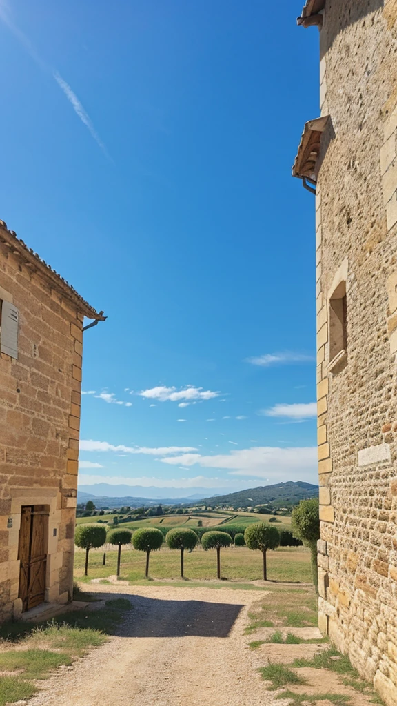 Beautiful landscape with blue sky in Southern France 