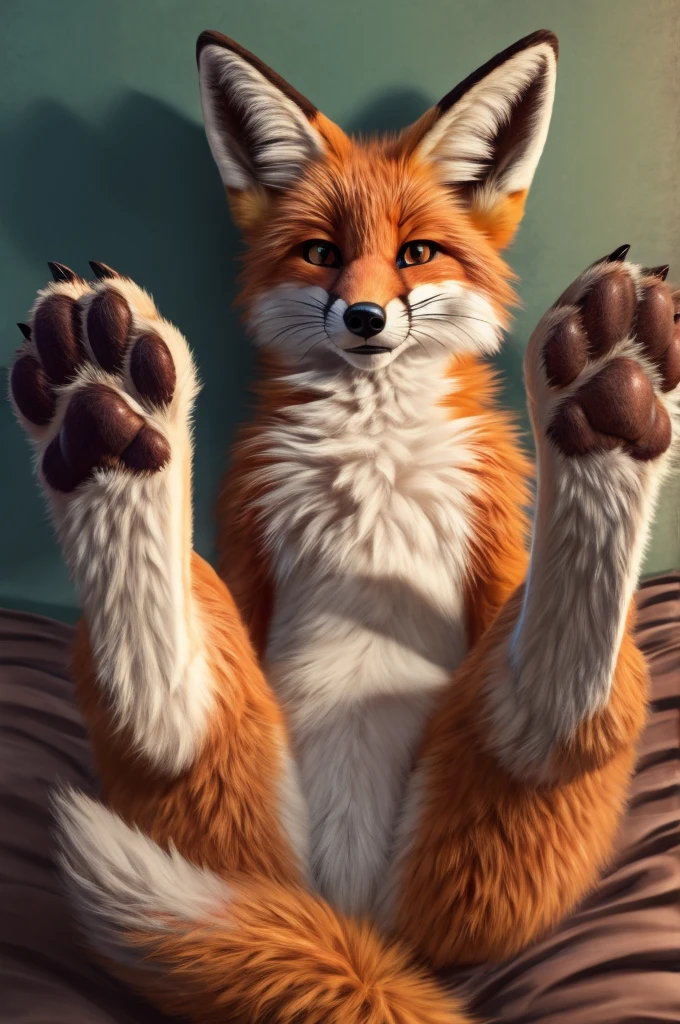 a pair of furry paw feet with their feet in the air, furry paw pov art, anthro paw pov art, pov furry art, furry paw art, furry paws furry, beautiful fox feet, paws, furry paws, underside of a fox paw, paw pads, paw pov, furry paw, showing his paws to viewer, fox paws